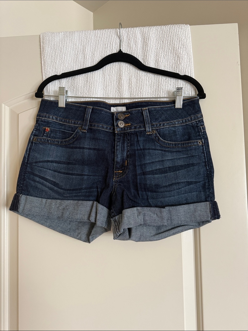 Hudson Jeans Dark Blue Rolled Cuff Denim Shorts